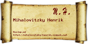 Mihalovitzky Henrik névjegykártya